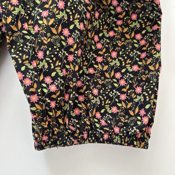 Nation LTD Paisley Pintuck Crop Shirt Button Ditsy Floral Black Multicolor Sz M - Picture 7 of 11